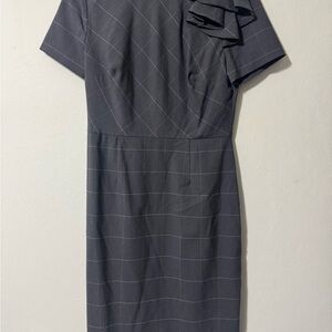 Banana Republic Charcoal Checkered Midi Dress